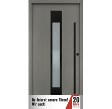 Moderne Haustür mit vertikalem Glaseinsatz und Stangengriff von Aron