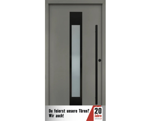 Moderne Haustür mit vertikalem Glaseinsatz und Stangengriff von Aron