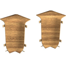 Zwei Eckregalböden aus Holz in individueller Form mit Befestigungselementen zur Wandmontage.