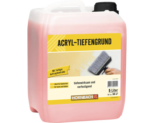 Kanister Acryl-Tiefengrund 5 Liter für innen und außen mit farbiger Auftragskontrolle von Hornbach.