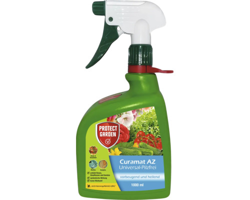 Protect Garden Curamat AZ Universal Pilzfrei Pflanzenschutzmittel in 1000 Milliliter Sprühflasche zur Bekämpfung von Pilzkrankheiten an Pflanzen.