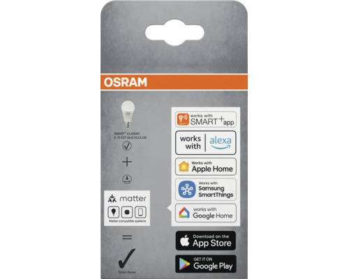 Osram Smart Plus Classic A 75 E27 Multicolor LED Lampe kompatibel mit Amazon Alexa Apple Home Samsung SmartThings Google Home und Matter