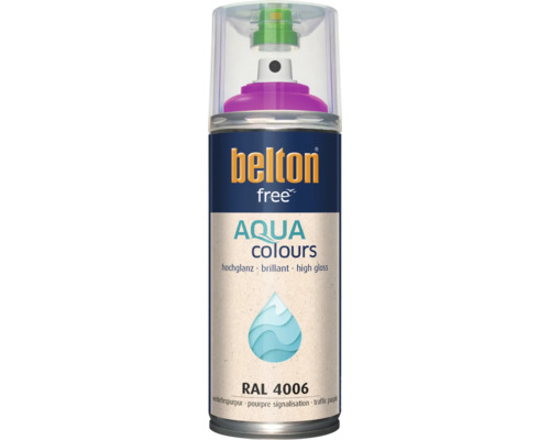 Belton Free Aqua Colours Sprühlack in Verkehrspurpur RAL 4006 hochglänzend in einer Spraydose.