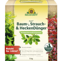 Neudorff Azet Baum-, Strauch- und Heckendünger 5 Kilogramm Packung für organisches Pflanzenwachstum mit Mykorrhiza und Mikroorganismen.