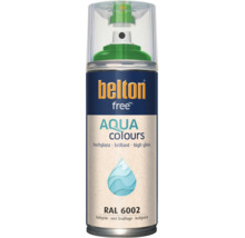 Belton free Aqua Colours Sprühlack in Laubgrün RAL 6002 mit Hochglanz Effekt für Innen und Außen.