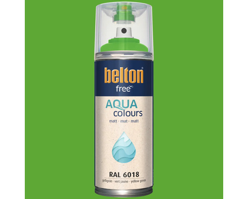 belton free Aqua Colors Lackspray in Gelbgrün RAL 6018, matt, 400 Milliliter