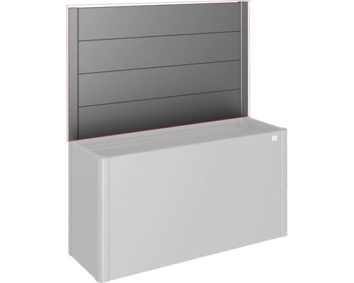 Pflanzkasten mit integriertem Sichtschutzelement aus Metall für den Garten.