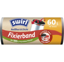 Swirl Müllbeutel mit Fixierband 60 Liter 10 Stück reißfest und dicht aus recyceltem Kunststoff