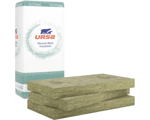 URSA Tectonic Mineralwolle Dämmplatten als Paket mit gestapelten Dämmplatten zur Wärme und Schalldämmung