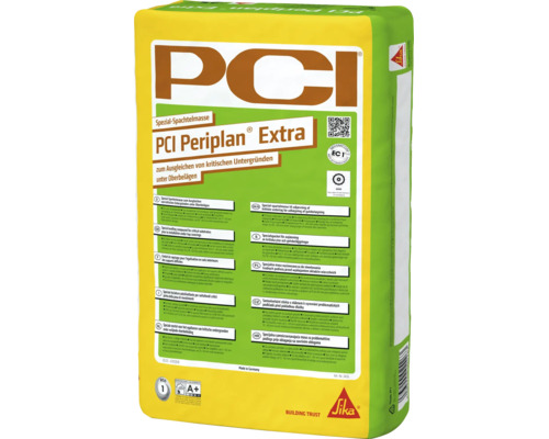 PCI Periplan Extra Spezialspachtelmasse 25 kg Sack zum Ausgleichen von kritischen Untergründen für Innenbereiche, faserverstarkte Ausgleichsmasse.