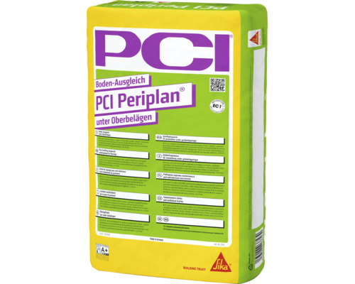 Sack mit PCI Periplan Bodenausgleich Masse für Unterbeläge zum Ausgleichen von Betonböden in Innenräumen