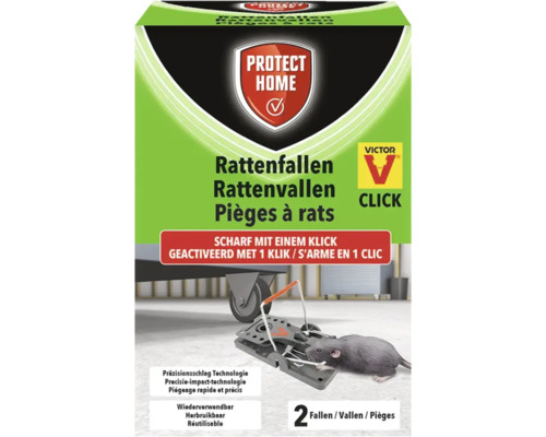 Protect Home Rattenfallen mit Präzisionsschlag Technologie zur Rattenbekämpfung, wiederverwendbar, Packung mit zwei Fallen.