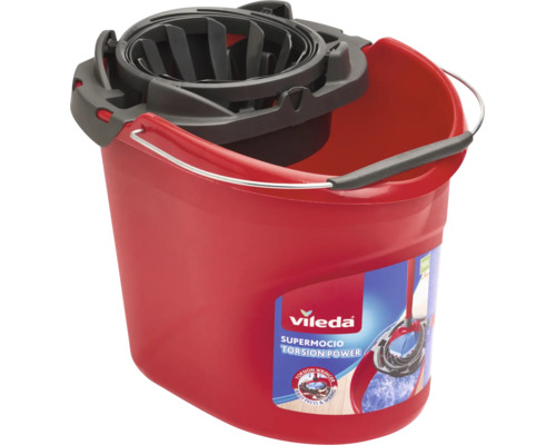 Vileda SuperMocio Wischeimer mit Auswringer und Metallgriff fuer Reinigungsarbeiten