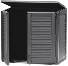 Kunststoff Muelltonnenbox mit Lamellenoptik und aufklappbarem Deckel zur Muelltonnenaufbewahrung