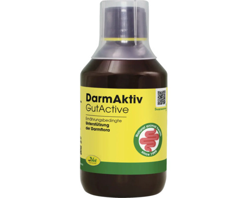 Flasche cdVet DarmAktiv zur ernährungsbedingten Unterstützung der Darmflora bei Tieren.