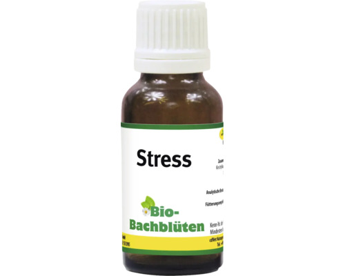 Eine kleine Flasche Bio Bachblüten Stress von cdVet zur Beruhigung für Tiere.