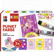 Marabu Kids Punktfarbe Set mit 4 Dot Pens, 5 Bastelvorlagen und einer Anleitung für Kinder ab 4 Jahren.