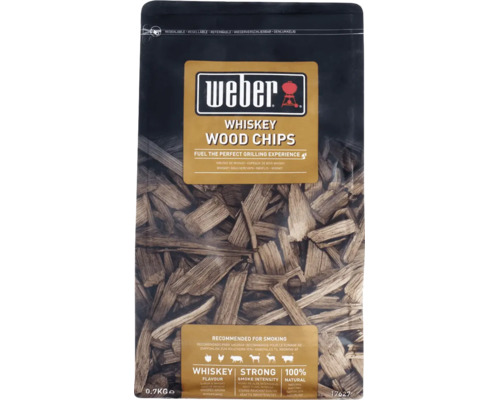 Weber Whiskey Räucherchips 0,7 Kilogramm wiederverschließbarer Beutel für ein intensives Raucharoma beim Grillen.