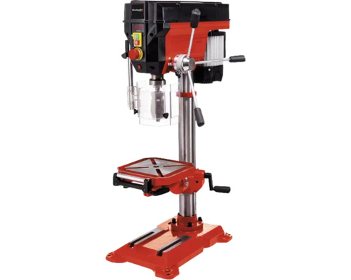 Einhell Tischbohrmaschine mit Bohrschutz und höhenverstellbarem Arbeitstisch für präzise Bohrarbeiten in der Werkstatt.