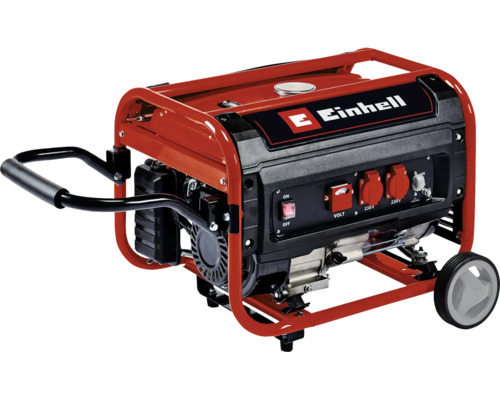 Einhell Stromerzeuger mit Rahmen und Fahrwerk für die mobile Stromversorgung auf der Baustelle oder im Garten.