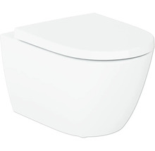 Wandhänge-WC aus Sanitärkeramik mit passendem WC-Sitz, modernes Design für Badezimmer.