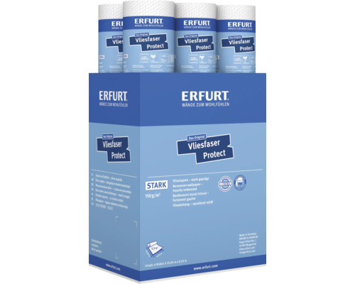 Erfurt Vliesfaser Protect Vliestapete Stark 150 Gramm pro Quadratmeter im 6 Rollen Vorteilspaket zur Wandgestaltung