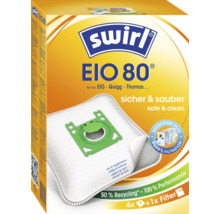 Swirl Staubsaugerbeutel EIO 80 für EIO Quigg Thomas Staubsauger mit Mikropor Plus Filtration inklusive vier Beutel und einem Filter
