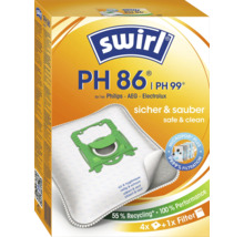 Swirl Staubsaugerbeutel PH 86 für Philips, AEG und Electrolux Staubsauger mit 4 Beuteln und 1 Filter inklusive Micropor Plus Filtration.