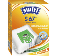 Swirl S 67 Staubsaugerbeutel für Siemens und Bosch Staubsauger mit 4 Beuteln und 1 Filter im Paket.