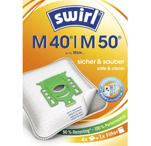 Swirl Staubsaugerbeutel M 40 M 50 für Miele Staubsauger, Packung mit 4 Staubsaugerbeuteln und 1 Filter mit Micropor Plus Filtration.