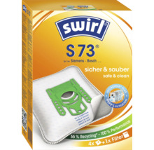 Swirl Staubsaugerbeutel S 73 für Siemens und Bosch Staubsauger, Packung mit 4 Beuteln und 1 Filter, Micropor Plus Filtration.