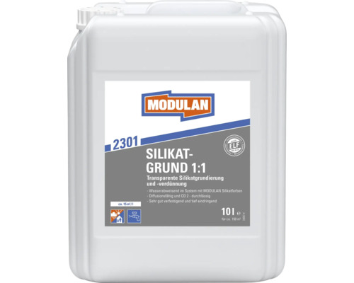 Modulan 2301 Silikatgrund 1 zu 1 transparente Silikatgrundierung 10 Liter Kanister für innen und außen.