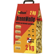 Hellson Brennwolle Anzünder aus Holzwolle und Wachs, 2 kg Packung mit Tragegriff für Kamin, Ofen und Grill.
