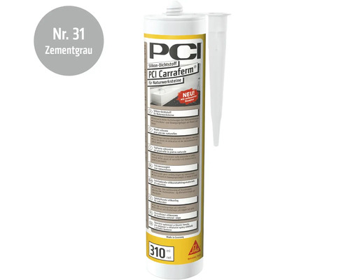 PCI Carraferm Silikon Dichtstoff Zementgrau 310 Milliliter Kartusche für Naturwerksteine