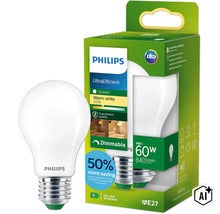 Philips LED Lampe E27, 4 Watt ersetzt 60 Watt, warmweiß, dimmbar, lange Lebensdauer von 50000 Stunden, Energieeffizienzklasse A. (Image AI modified or generated)