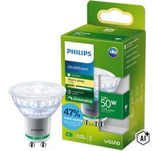 Philips UltraEfficient LED Strahler GU10 2,1 Watt, warmweißes Licht 2700 Kelvin, dimmbar, mit Verpackung (Image AI modified or generated)