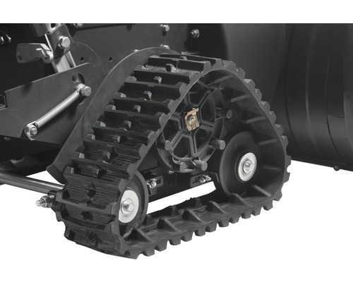 Detailaufnahme einer Kette einer Schneefräse.