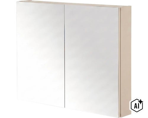 Spiegelschrank mit zwei Türen für das Badezimmer zur Wandmontage (Image AI modified or generated)