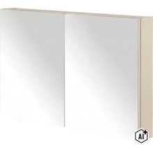 Spiegelschrank für das Badezimmer mit zwei Spiegeltüren zur Wandmontage. (Image AI modified or generated)