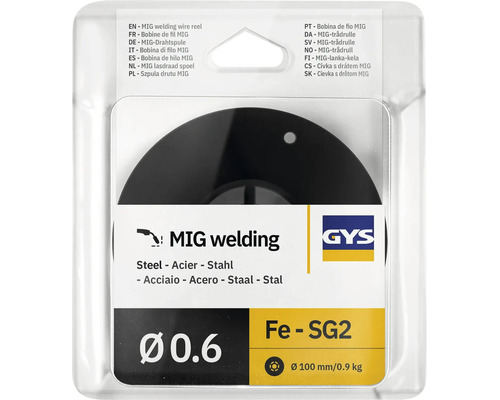 GYS MIG Schweißdrahtspule Fe SG2 Durchmesser 0.6 Millimeter 0.9 Kilogramm in Blisterverpackung
