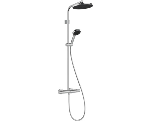 Hansgrohe Duschsystem mit Kopfbrause Handbrause und Thermostatarmatur aus Metall in moderner Optik