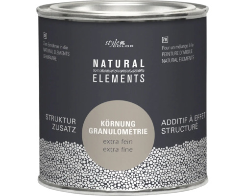 Strukturzusatz Natural Elements von Stylecolor in einer Dose für Lehmfarbe mit extra feiner Körnung zum Einrühren.