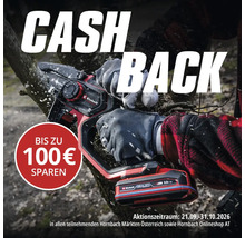 Einhell Akku Kettensäge bei der Arbeit mit Cashback Aktion bis zu 100 Euro sparen bei Hornbach Österreich