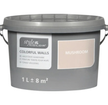 Eimer Style Color Colorful Walls Wandfarbe im Farbton Mushroom, Inhalt 1 Liter für circa 8 Quadratmeter.