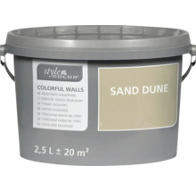 Eimer StyleColor Colorful Walls Wandfarbe im Farbton Sand Dune für 20 Quadratmeter Fläche.