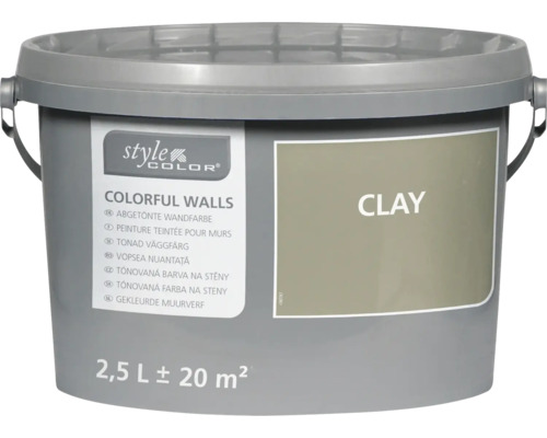 Kunststoffeimer mit Wandfarbe StyleColor Colorful Walls in der Nuance Clay, 2,5 Liter Gebinde für circa 20 Quadratmeter.