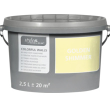 Style Color Colorful Walls Wandfarbe im 2,5 Liter Eimer in der Nuance Golden Shimmer für circa 20 Quadratmeter Fläche