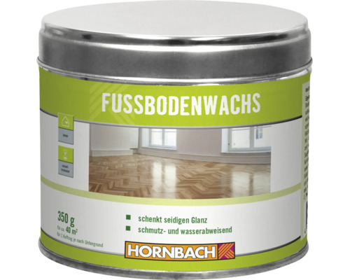 Dose Hornbach Fussbodenwachs fuer den Innenbereich zur Pflege von Holzboeden mit seidigem Glanz und wasserabweisender Wirkung 350 Gramm