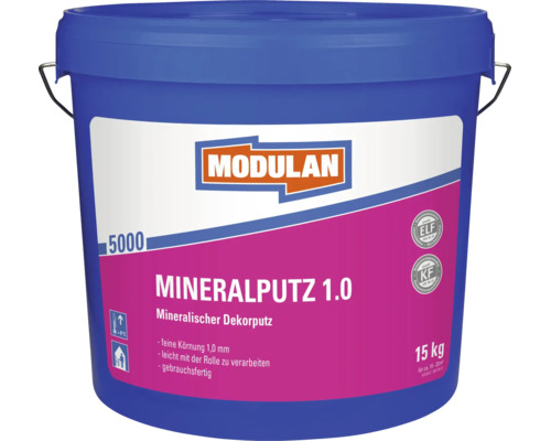 Modulan Mineralputz 1.0 Dekorputz im 15 Kilogramm Eimer mit 1,0 Millimeter Körnung für den Innenbereich.