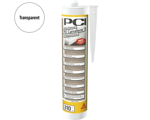 PCI Carraferm Silikon-Dichtstoff für Naturwerksteine in der 310 Milliliter Kartusche für Anschluss- und Bewegungsfugen.